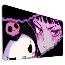 Mousepad Gamer Estampa Feminina Anime Rosa E Preto Tapete Acessório Para Teclado Computador