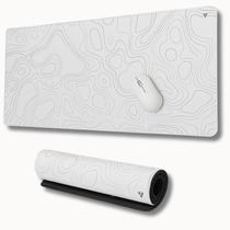 Mousepad Gamer Force One Skyhawk Snow XXL Branco 900x400mm Mesh Fibertek Speed Base Antiderrapante Bordas Costuradas Precisão Setup