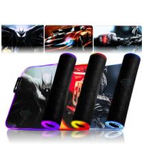 Mousepad Gamer LED RGB 80x30cm Base Borracha Superfície Tecido USB Antiderrapante