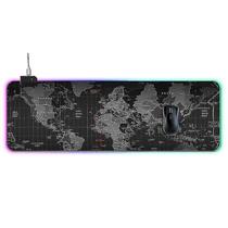 Mousepad Iluminado com Padrão de Mapa Mundi - 90x30x0,4cm