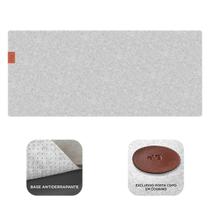 Mousepad Office Executivo Deskmat Extra Grande 90x40cm em Feltro com Base Antiderrapante e Bordas Costuradas, Incluso Porta Copos