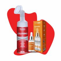 Mousse Micelar Limpeza Facial Colágeno Rhenuks 150ml e Sérum clareador de manchas dermachem Mousse Micelar Limpeza Facial Colágeno Rhenuks 150ml e Sérum clareador de manchas dermachem