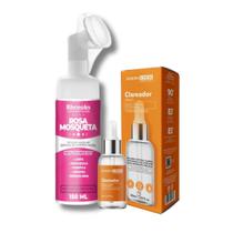 Mousse Micelar Limpeza Facial Rosa Mosqueta 150ml, Sérum Clareador Anti Idade Dermachem