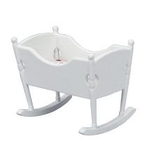 Móveis de casa de bonecas em miniatura Berço de balanço branco de madeira