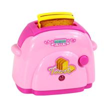 Móveis de casa de bonecas em miniatura de brinquedo, torradeira rosa com pão