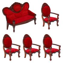 Móveis de casa de bonecas em miniatura Sosation Vintage Red Wood 1:12