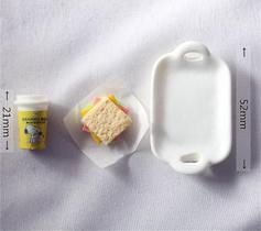 Móveis em miniatura bonecas de brinquedo casa acessórios de decoração diy mini sanduíche leite conjunto de chá prato