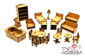 Moveis escala lol surprise com 20 peças mdf natural- darama