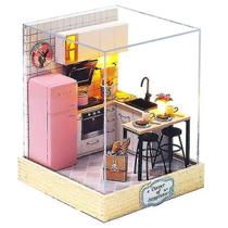 Móveis modelo de madeira em miniatura Doll House Cutebee DIY