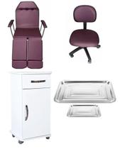 Móveis Podologia Kit Maca Armário Mocho e Bandejas Fiscomed Móveis Podologia Kit Maca Armário Mocho e Bandejas Fiscomed