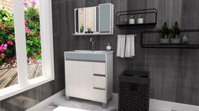 Móvel Banheiro Balcão e Espelho Style Branco 0,80C X 0,70A X 0,38L Gabinetto