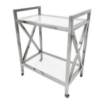 Movel Carrinho Bar Metal Prata Moderno Fino Acabamento