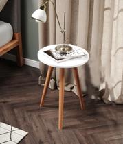 Móvel De Canto Luxuoso Off White Mesinha Redonda De Mdf