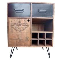 Móvel Industrial para Bar - Com Frentes de Gavetas e Pés Hairpins de Ferro - Porta Com Logotipos