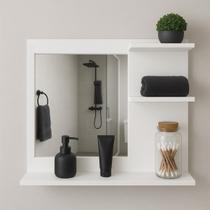 Móvel Multiuso Com Espelho MDF Branco Para Lavabo Top