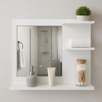 Móvel Multiuso MDF 100% Branco Com Espelho E Design Top