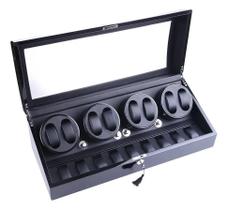 Movimentador De Relógio Automático Luxury 8+9 Couro Preto