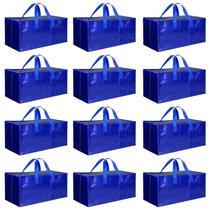 Moving Bags Simple Deluxe, pacote com 12 unidades, extra grandes com alças azuis