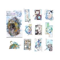 Mr.Paper 20 folhas/pacote pacote de adesivos PET - material de colagem estilo chinês com ouro 3D