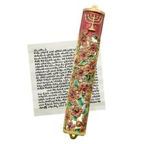 MrMrKura Mezuzah com liga de zinco em espiral 2,8 x 16,5 cm, ouro vermelho