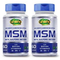 Msm metilsulfonilmetano vitaminas biotina b1 b5 vitamina c 60 caps unilife kit 2 unid