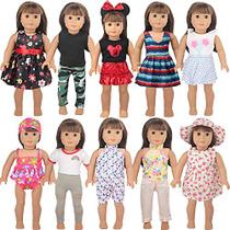 MSYO Moda 10 Sets Americano 18 polegadas Menina Doll Roupas Acessórios Vestido Cartoon Fit 43cm Bebê recém-nascido para bonecas de 18 polegadas DIY Nossa Geração Doll