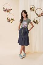 MT249 - Conjunto Blusa Visco Saia Jeans tamanho 18 MT249 - Conjunto Blusa Visco Saia Jeans tamanho 18