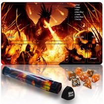 MTG Playmat Extalas TCG com tubo de armazenamento e 7 dados à prova d'água