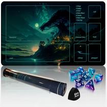 MTG Playmat Extalas TCG com tubo de armazenamento e 7 dados à prova d'água
