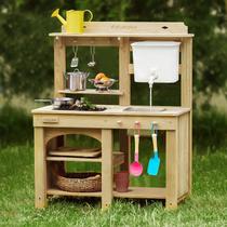 Mud Kitchen Tiny Land Outdoor para crianças com jogos aquáticos e armazenamento