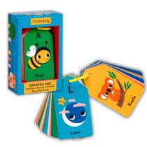 Mudpuppy Spanish English ABC Ring Flashcards 26 cartões alfabéticos bilíngues de dupla face Anel refechável com arte colorida para maiores de 1 ano, perfeito para pré-escola ou viagens para professores e pais
