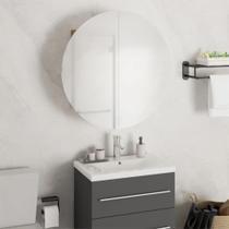 Mueble de Baño Casafoyer con Espejo Redondo y LED Roble 47x47x18 cm