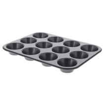 Muffin Tin De Buyer, 12 xícaras de aço inoxidável antiaderente, preto