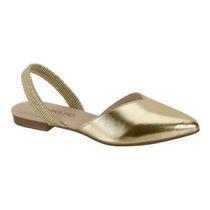 Mule Beira Rio Bico Fino Elástico Feminino Dourado