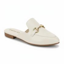 Mule Beira Rio Feminino Branco Off Dourado Casual -