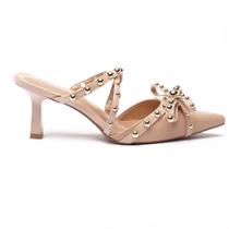 Mule Belluno Salto Fino Alto Tachas Detalhe Laço