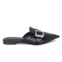 Mule Bico Fino Salto Baixo Preto Elegante Via Uno Cor:PretoTamanho:39 Mule Bico Fino Salto Baixo Preto Elegante Via Uno Cor:PretoTamanho:39