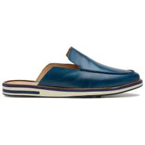 Mule Casual Masculino Azul em Couro 59710