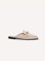 Mule Couro Fivela Off White