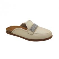 Mule Fem Beira Rio Clog Napa Turim Brilhos Creme 4317.101