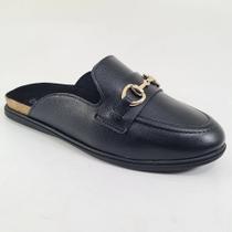 Mule Fem Beira Rio Clog Napa Turim Preto/Dourado 4317.102