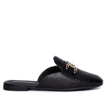 Mule Feminina Beira Rio Verniz Marmorizado Preto