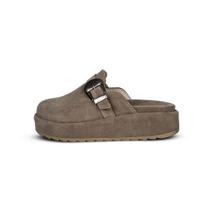 Mule Feminino Anatômico Clog Camurça Fivela Plataforma Taupe Cor:CinzaTamanho:38 Mule Feminino Anatômico Clog Camurça Fivela Plataforma Taupe Cor:CinzaTamanho:38