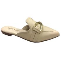 Mule Feminino Beira Rio Bico Fino Salto Baixo Enfeite