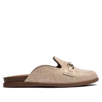 Mule Feminino Beira Rio Napa Detalhe Creme/Dourado
