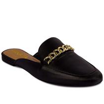 Mule Feminino Bico Quadrado Rasteira Com Corrente A4.06 C