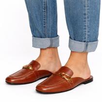 Mule Feminino Bico Quadrado Sapatilha Rasteira Sapato Confortável Cor:PretoTamanho:38