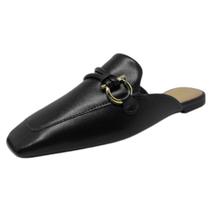 Mule Feminino Elegante Detalhe Dourado Conforto Sua Cia