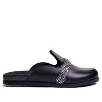 Mule Feminino Moleca com Tira de Strass Preto