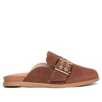 Mule Feminino Moleca Fivela Camurça Marrom Escuro Mule Feminino Moleca Fivela Camurça Marrom Escuro